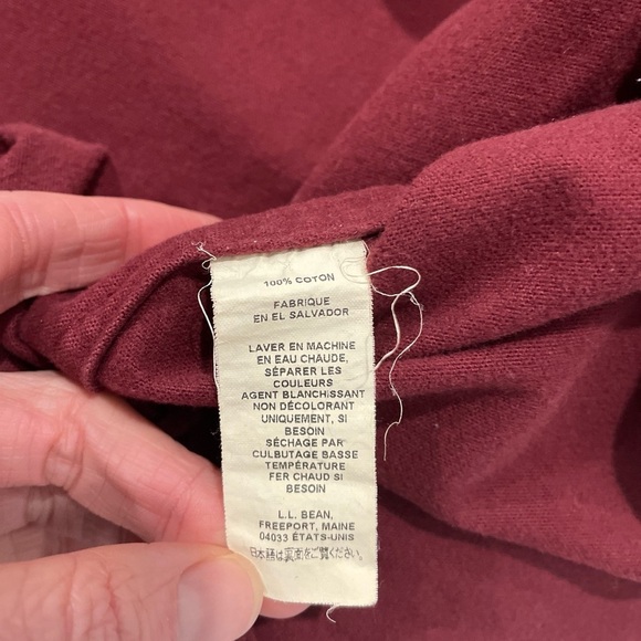 LL Bean Long  Sleeve Heavy Button Down 100% Cotton Mens Size Large Red/Maroon - Picture 6 of 6